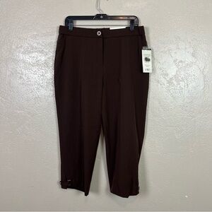 Cato Brown Capri Cropped Pants Women Size 12 Work Business Wide Leg‎